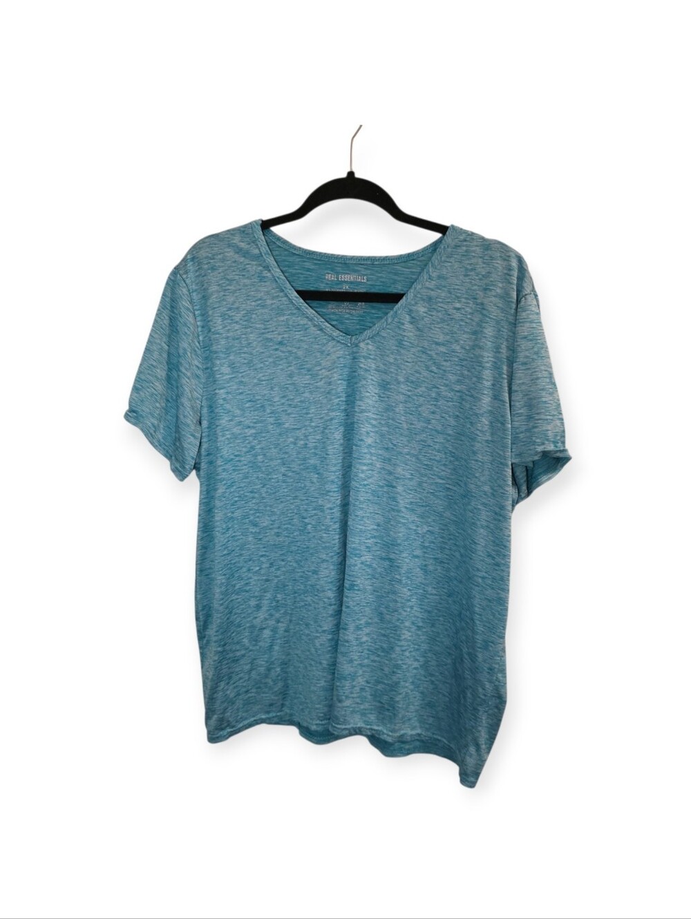 Real Essentials Teal V-Neck Activewear Tee Size 2X - Picture 2 of 7